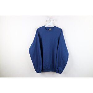 Vintage 90s Streetwear Mens Size XL Faded Blank Crewneck Sweatshirt Blue USA